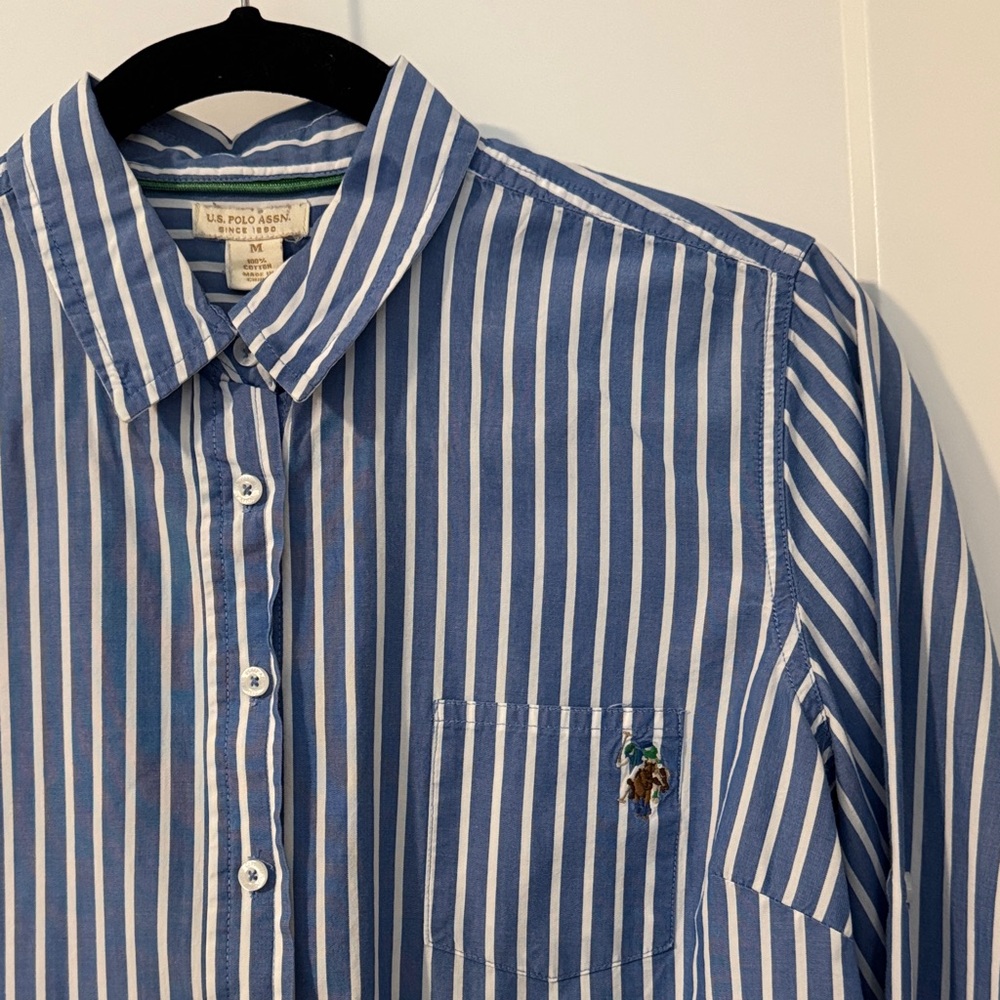 U.S. Polo Assn. Men's Blue and White Striped Shirt